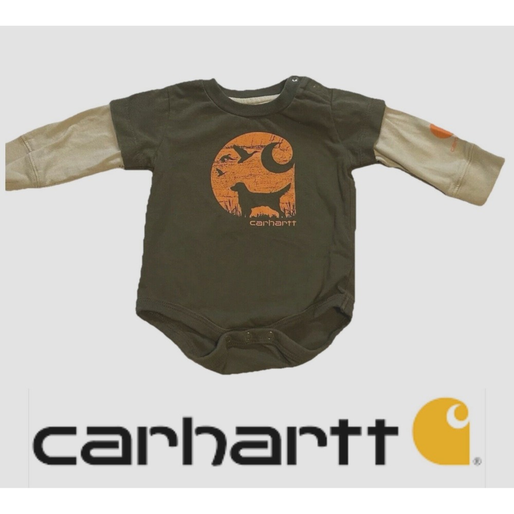 Carhartt Baby Size 3 Months Long Sleeves Dog Hunting Print (DAD HUNT) Snaps